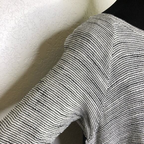 Tibi black white striped knit cotton linen blend tie back top size Large - Picture 6 of 15
